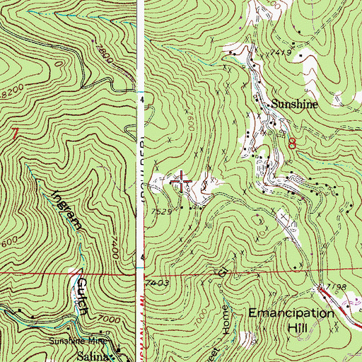Topographic Map of Grand View Mine, CO