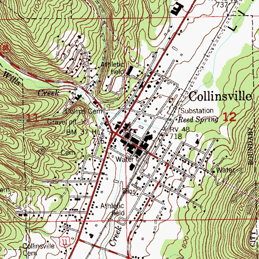 Topographic Map of Collinsville Post Office, AL