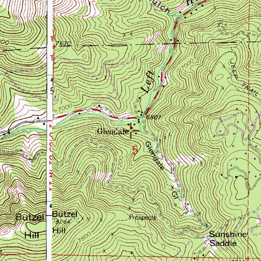 Topographic Map of Lost Dutchman Mine, CO