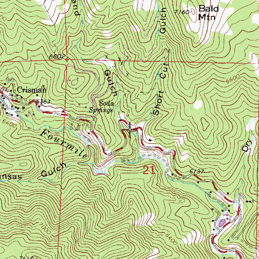 Topographic Map of McKnight Placer Mine, CO