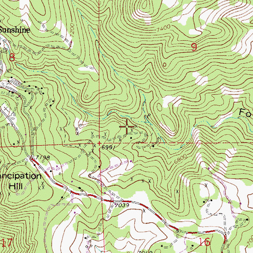 Topographic Map of New York Union Mine, CO