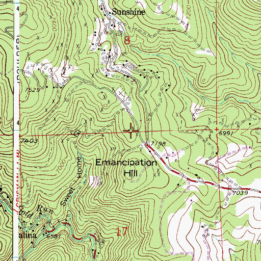 Topographic Map of Plough Boy Mine, CO