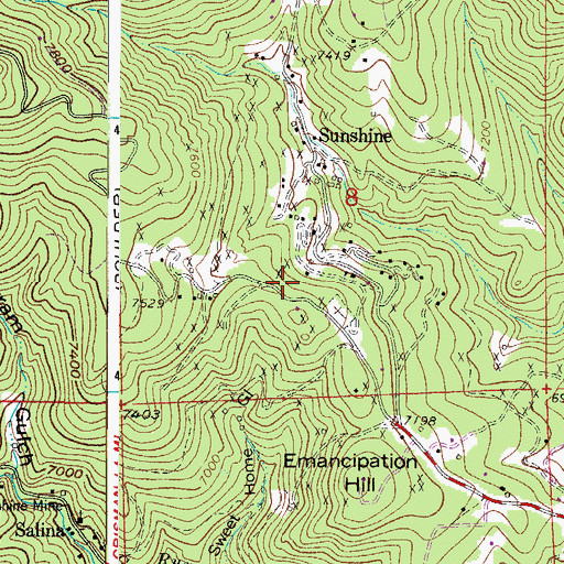 Topographic Map of Washburn Mine, CO