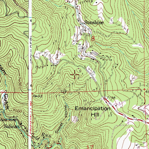 Topographic Map of White Eagle Mine, CO
