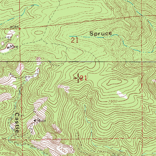 Topographic Map of Buena Vista Mine Number Three, CO