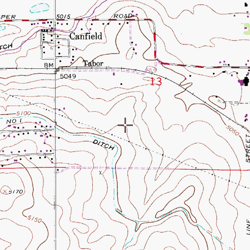 Topographic Map of Chase Mine, CO