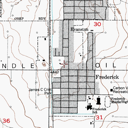 Topographic Map of Evans Mine, CO