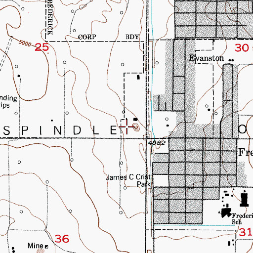 Topographic Map of Frederick Mine, CO