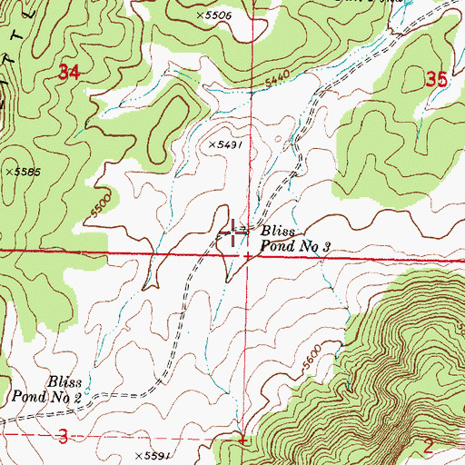 Topographic Map of Bliss Pond Number Three, AZ
