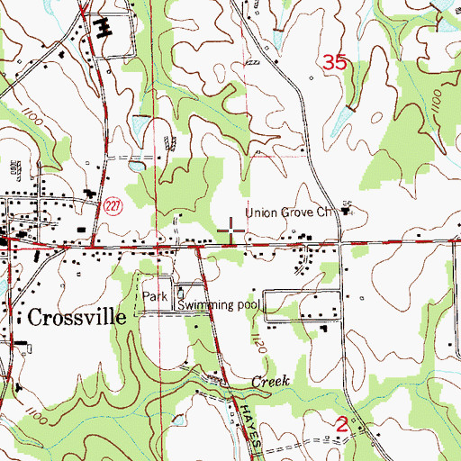 Topographic Map of Crossville Post Office, AL