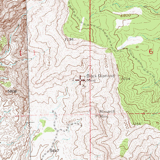 Topographic Map of Old Black Diamond Mine, CO