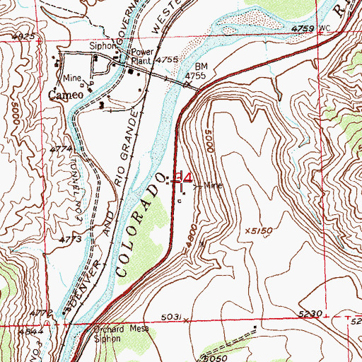 Topographic Map of Blue Flame Mine, CO