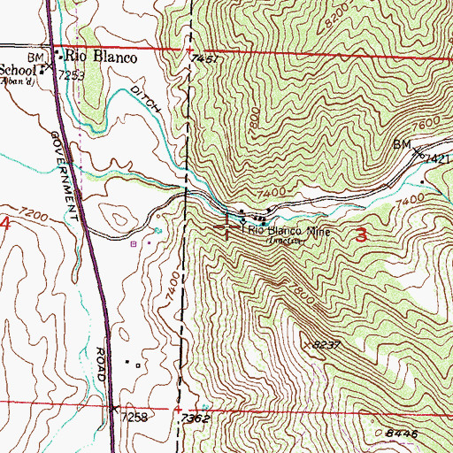 Topographic Map of Rio Blanco Mine, CO