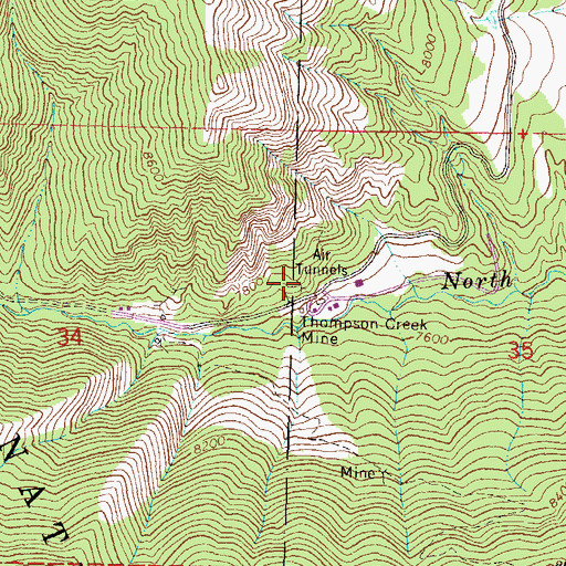 Topographic Map of Thompson Creek Number One Mine, CO