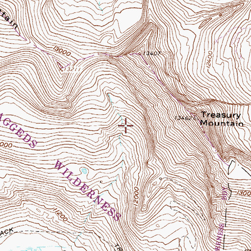 Topographic Map of Treasury Mountain Mine, CO