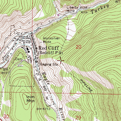 Topographic Map of Golden Wedge Mine, CO