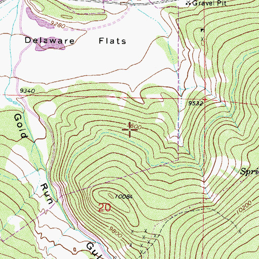 Topographic Map of Gold Run Gulch Claims Mine, CO