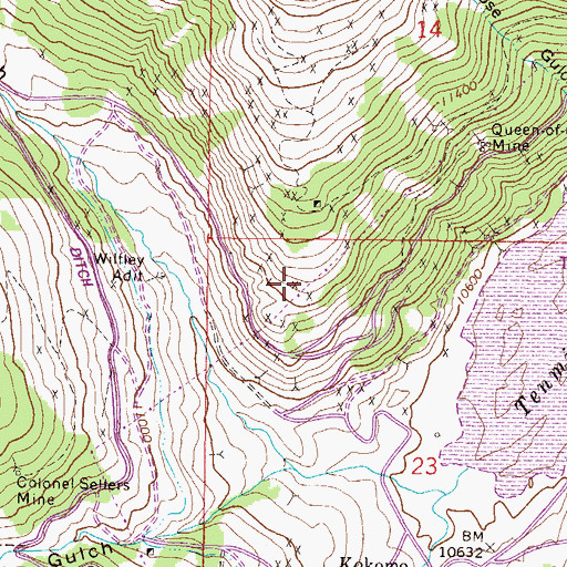 Topographic Map of New Shaft Mine, CO