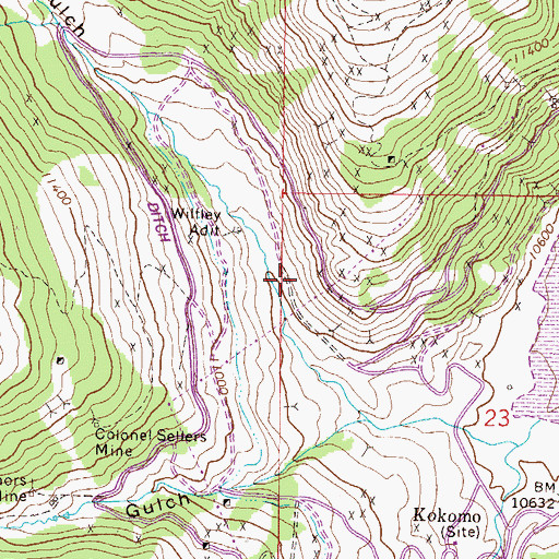 Topographic Map of Wintergreen Mine, CO