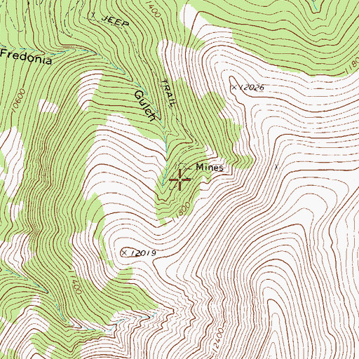 Topographic Map of Breckenridge Mine, CO