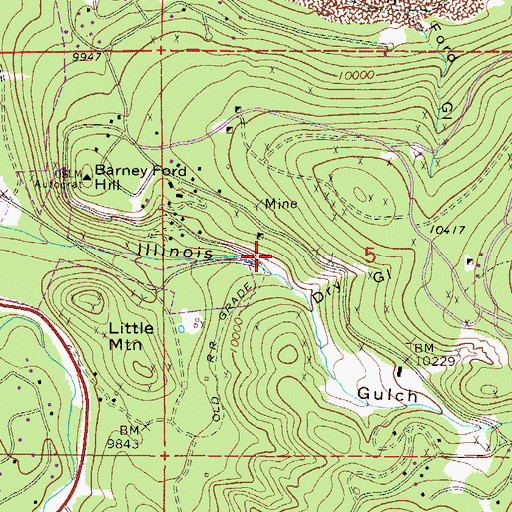 Topographic Map of Commodore Placer Mine, CO