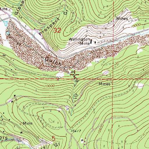 Topographic Map of Harrison Tunnel Mine, CO
