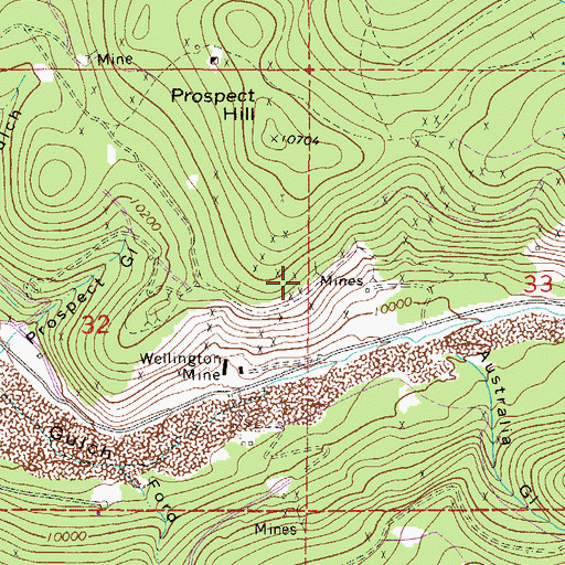 Topographic Map of Hendrix Gold Mining Property Mine, CO