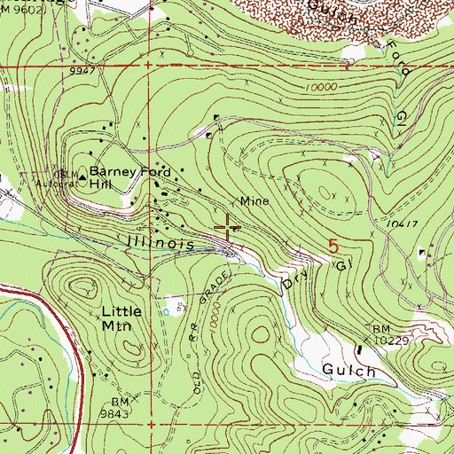 Topographic Map of Red Wing Mine, CO