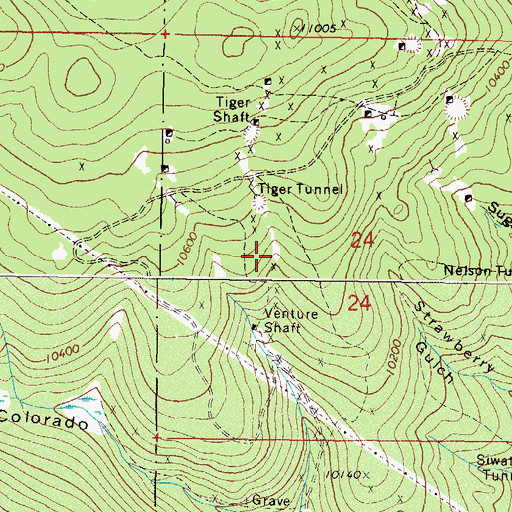 Topographic Map of Golden Curry Mine, CO
