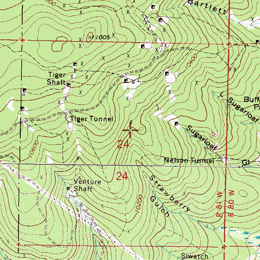 Topographic Map of Swisher Tunnel Mine, CO