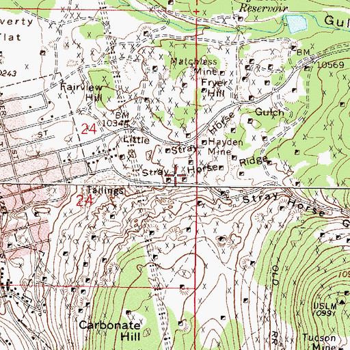 Topographic Map of Adams Shaft, CO