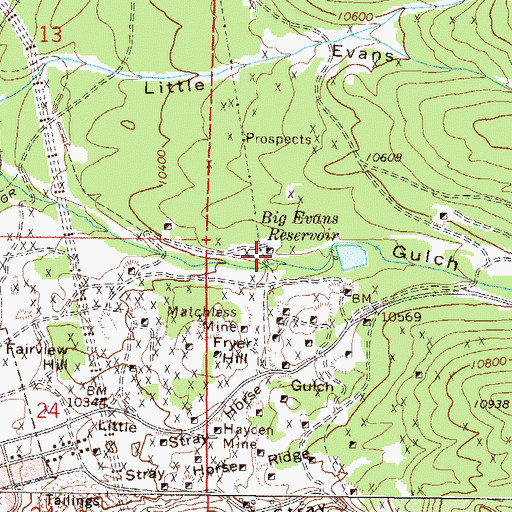 Topographic Map of Harvard Mine, CO