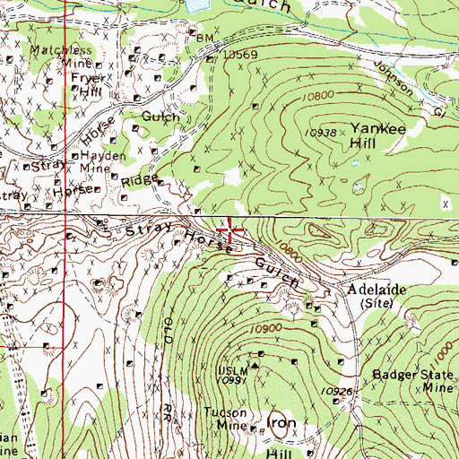 Topographic Map of Hess Tunnel Mine, CO