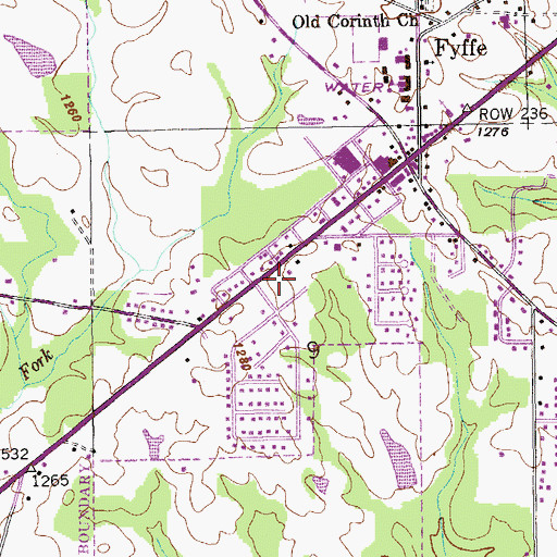Topographic Map of Fyffe Post Office, AL