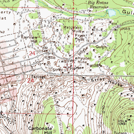 Topographic Map of Pittsburgh Mine, CO