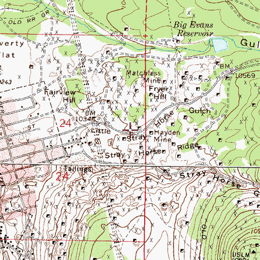 Topographic Map of Stonewall Jackson Shaft, CO