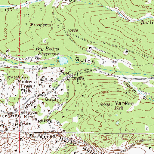 Topographic Map of Waterloo Mine, CO