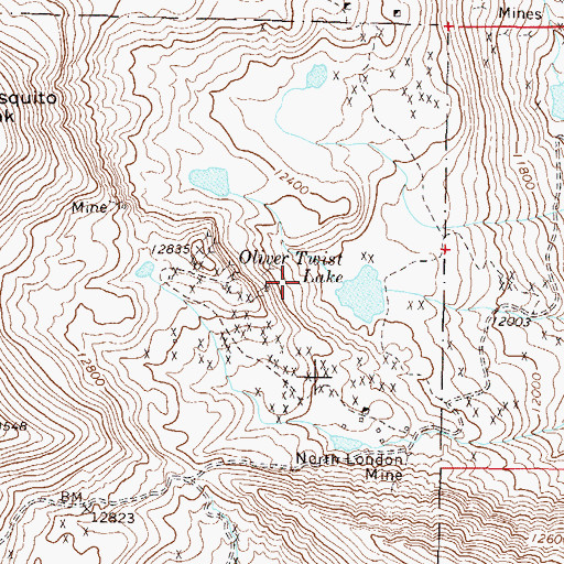 Topographic Map of Finnerty Mine, CO