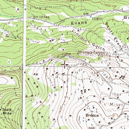Topographic Map of Saint Louis Mine, CO