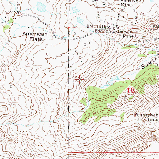 Topographic Map of Black Cloud Group Mine, CO