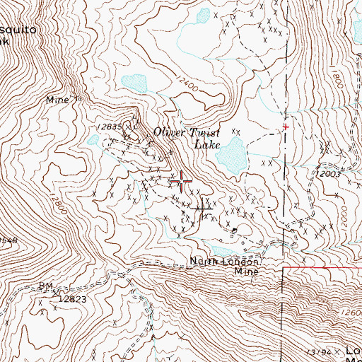 Topographic Map of Kidnap Shaft, CO