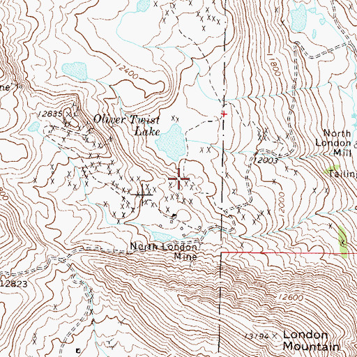 Topographic Map of Olver Twist Tunnel Mine, CO