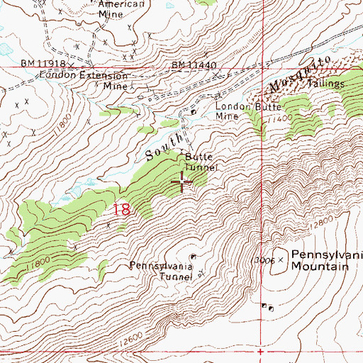 Topographic Map of Pawnee Mine, CO