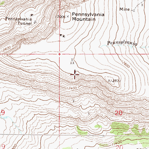 Topographic Map of Souvenir Mine, CO