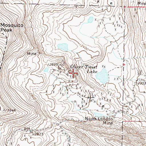 Topographic Map of Upper Ovens Tunnel Mine, CO