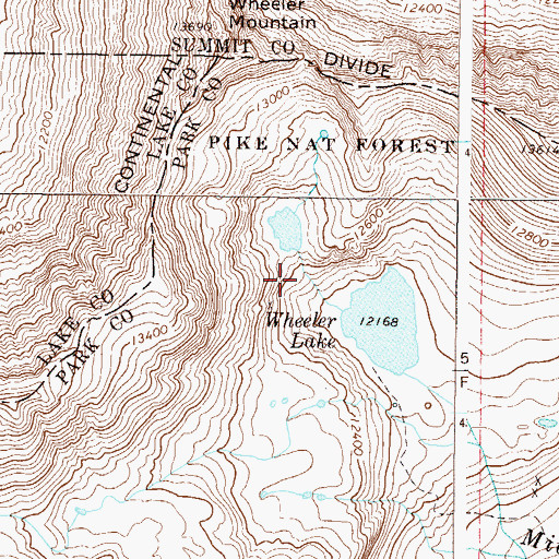 Topographic Map of Wheeler Group Mine, CO