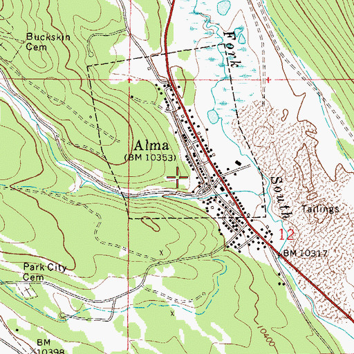 Topographic Map of Alma District Claims Mine, CO