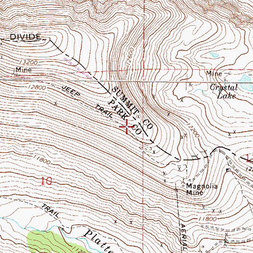 Topographic Map of Centennial Tunnel Mine, CO