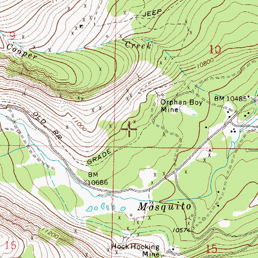 Topographic Map of Evening Star Mine, CO