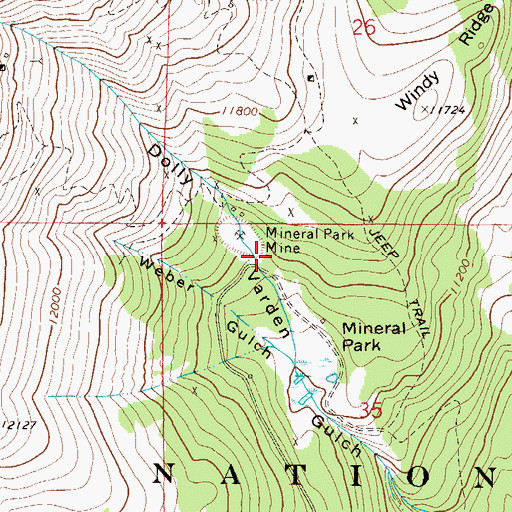 Topographic Map of Otis Shaft Mine, CO